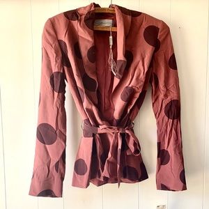 NWT Vintage Filene’s Silk Polka Dot Wrap Blouse Size 8
